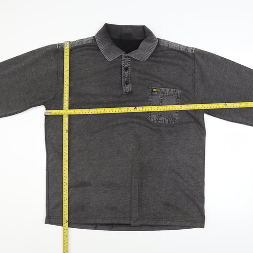 Kalamton Men's Grey Long Sleeve Collared Button-Up Shirt Size M
