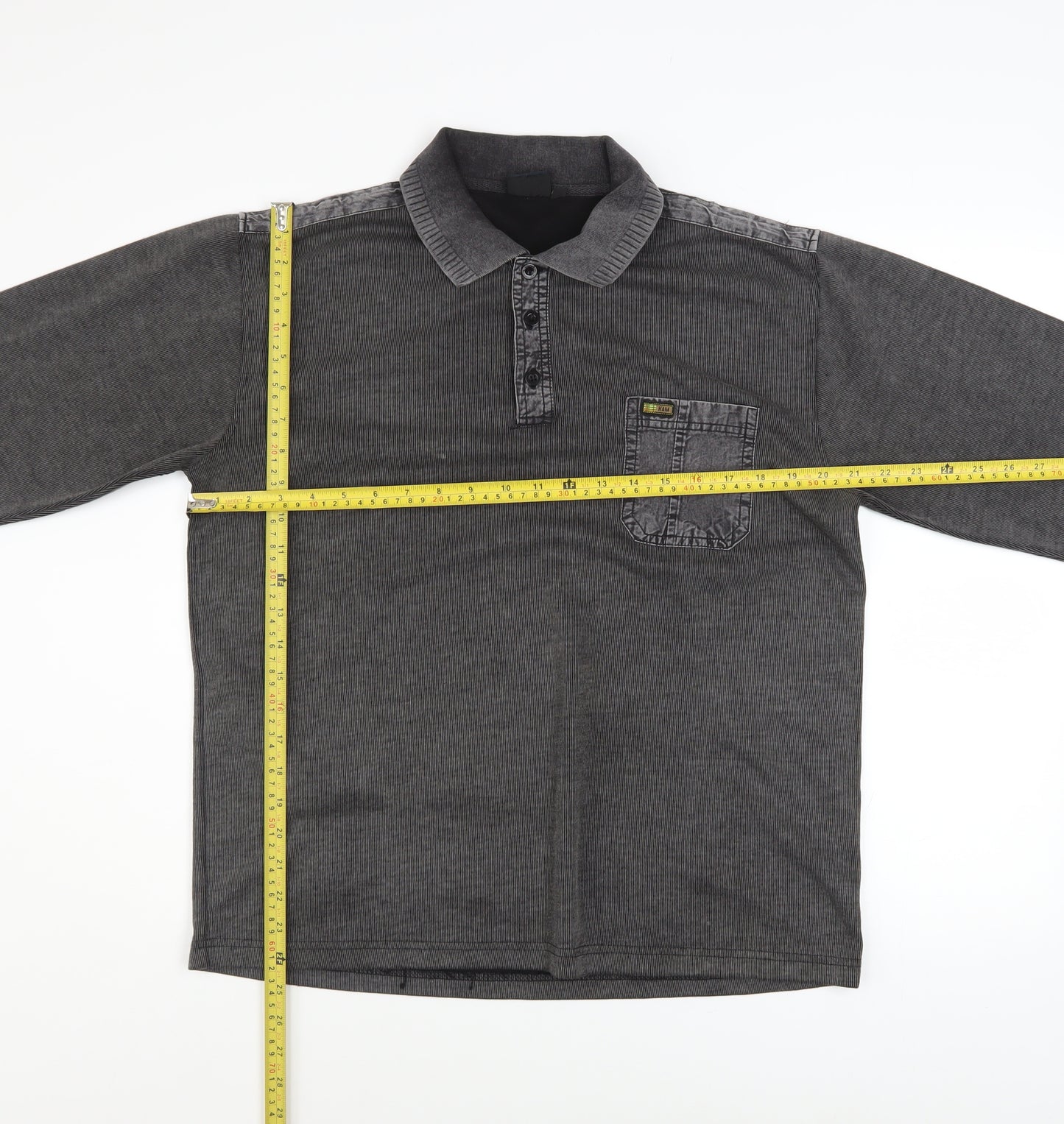 Kalamton Men's Grey Long Sleeve Collared Button-Up Shirt Size M