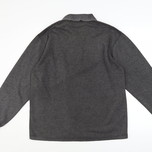 Kalamton Men's Grey Long Sleeve Collared Button-Up Shirt Size M