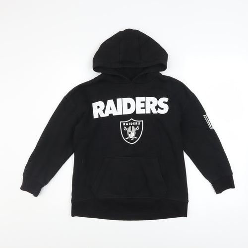 NFL Team Apparel Boys Black Raiders Pullover Fleece Hoodie 9-10 Years