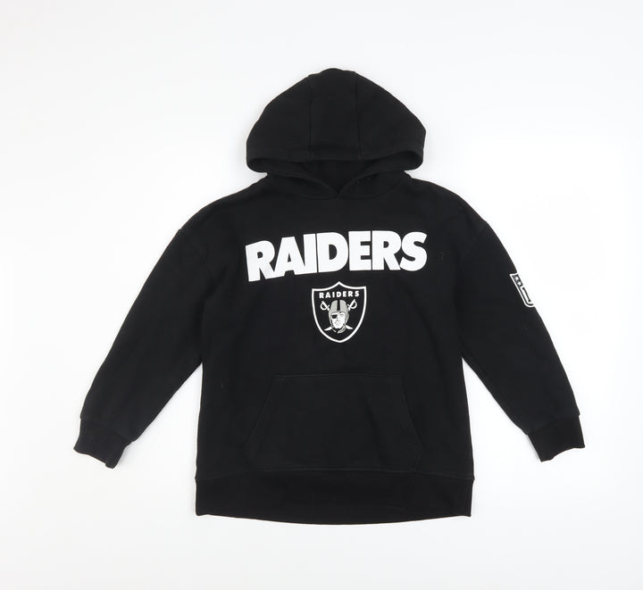 NFL Team Apparel Boys Black Raiders Pullover Fleece Hoodie 9-10 Years