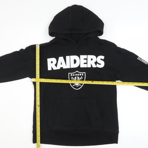 NFL Team Apparel Boys Black Raiders Pullover Fleece Hoodie 9-10 Years