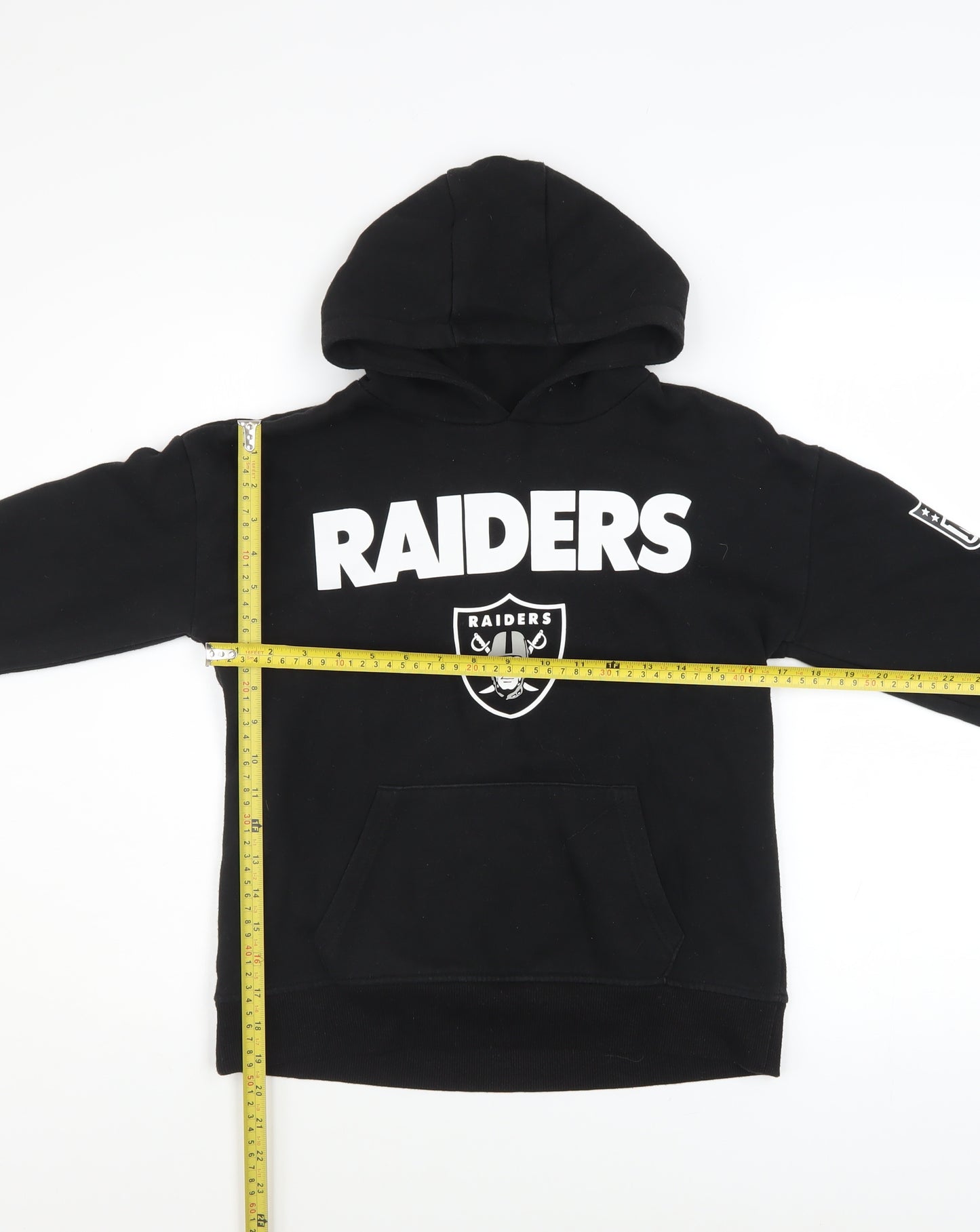 NFL Team Apparel Boys Black Raiders Pullover Fleece Hoodie 9-10 Years