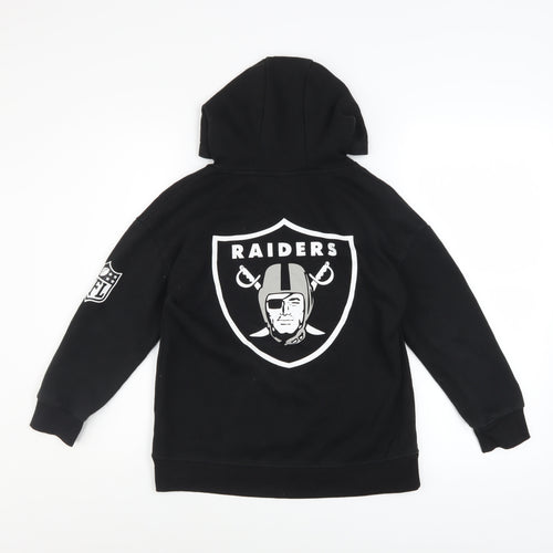 NFL Team Apparel Boys Black Raiders Pullover Fleece Hoodie 9-10 Years