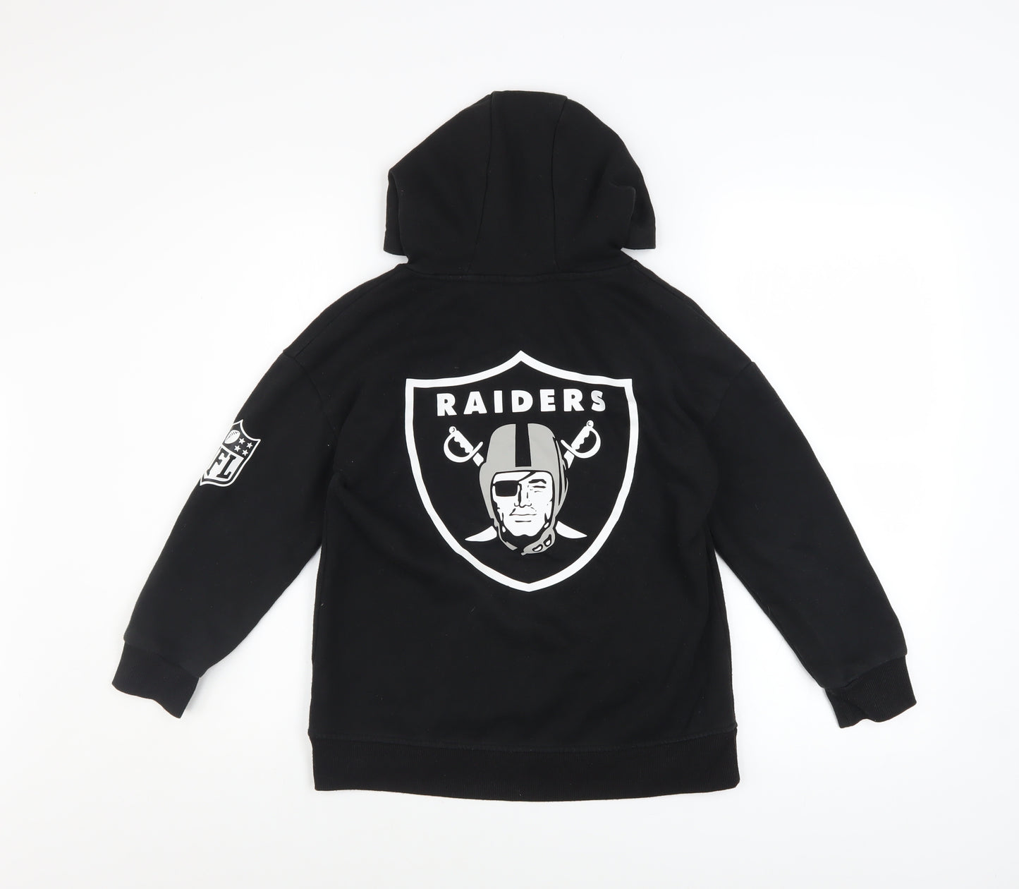 NFL Team Apparel Boys Black Raiders Pullover Fleece Hoodie 9-10 Years