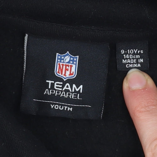 NFL Team Apparel Boys Black Raiders Pullover Fleece Hoodie 9-10 Years