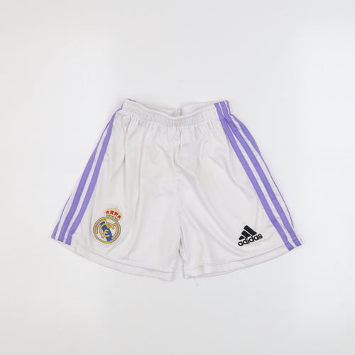 Adidas Boys White Football Shorts Size 128 Real Madrid Athletic Style