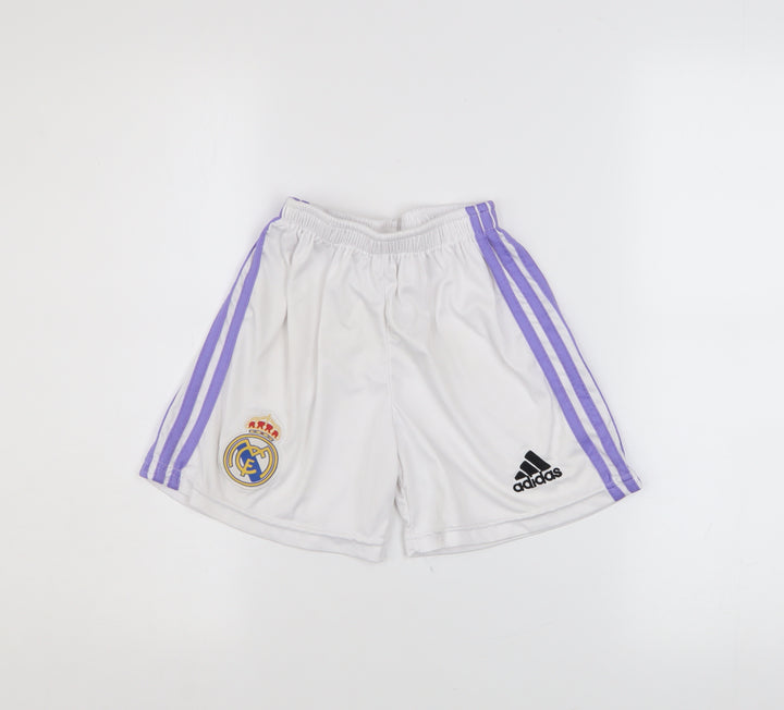 Adidas Boys White Football Shorts Size 128 Real Madrid Athletic Style