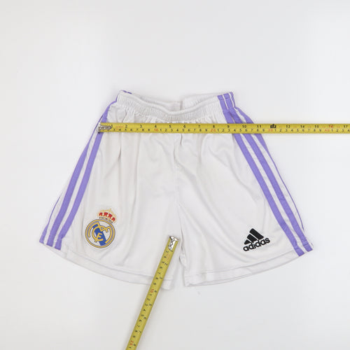 Adidas Boys White Football Shorts Size 128 Real Madrid Athletic Style