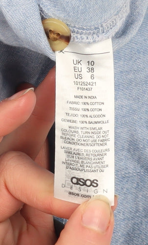 ASOS DESIGN Womens Blue Denim Shirt Dress UK 10 Long Sleeve Belted