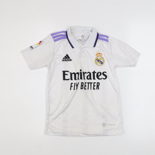 Adidas Boys White Real Madrid Football Polo Jersey 8 Years Athletic Fit