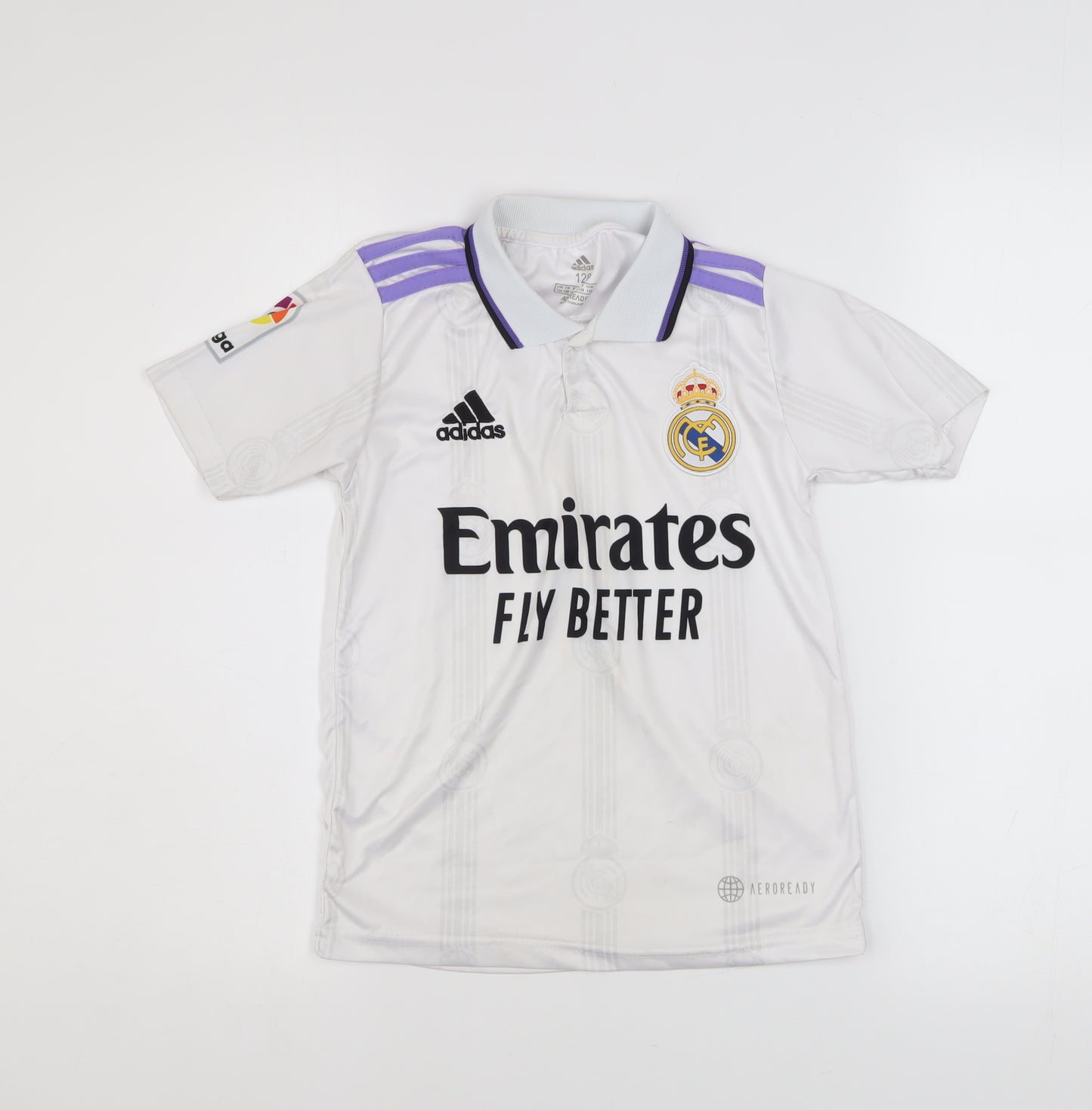 Adidas Boys White Real Madrid Football Polo Jersey 8 Years Athletic Fit