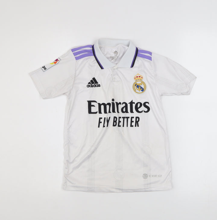 Adidas Boys White Real Madrid Football Polo Jersey 8 Years Athletic Fit