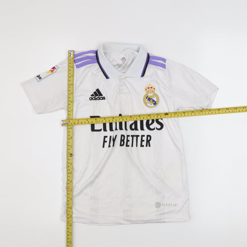 Adidas Boys White Real Madrid Football Polo Jersey 8 Years Athletic Fit