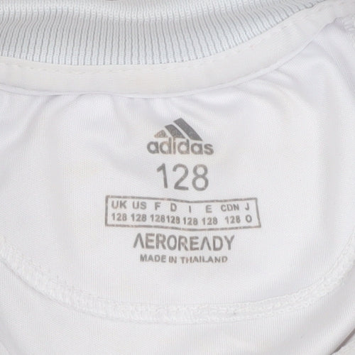 Adidas Boys White Real Madrid Football Polo Jersey 8 Years Athletic Fit