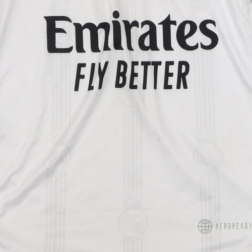 Adidas Boys White Real Madrid Football Polo Jersey 8 Years Athletic Fit