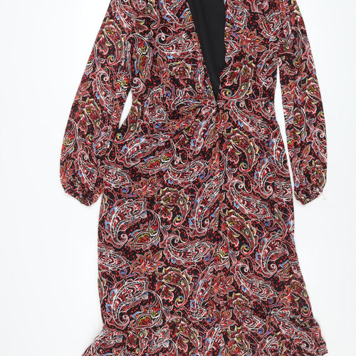 Savida Women Multicoloured Paisley Midi Wrap Dress Size 10