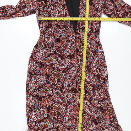 Savida Women Multicoloured Paisley Midi Wrap Dress Size 10