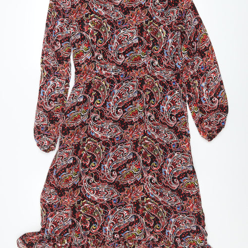 Savida Women Multicoloured Paisley Midi Wrap Dress Size 10