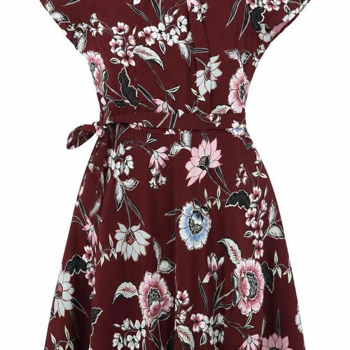 Billie & Blossom Petite Women's Red Floral Fit & Flare Dress UK 12