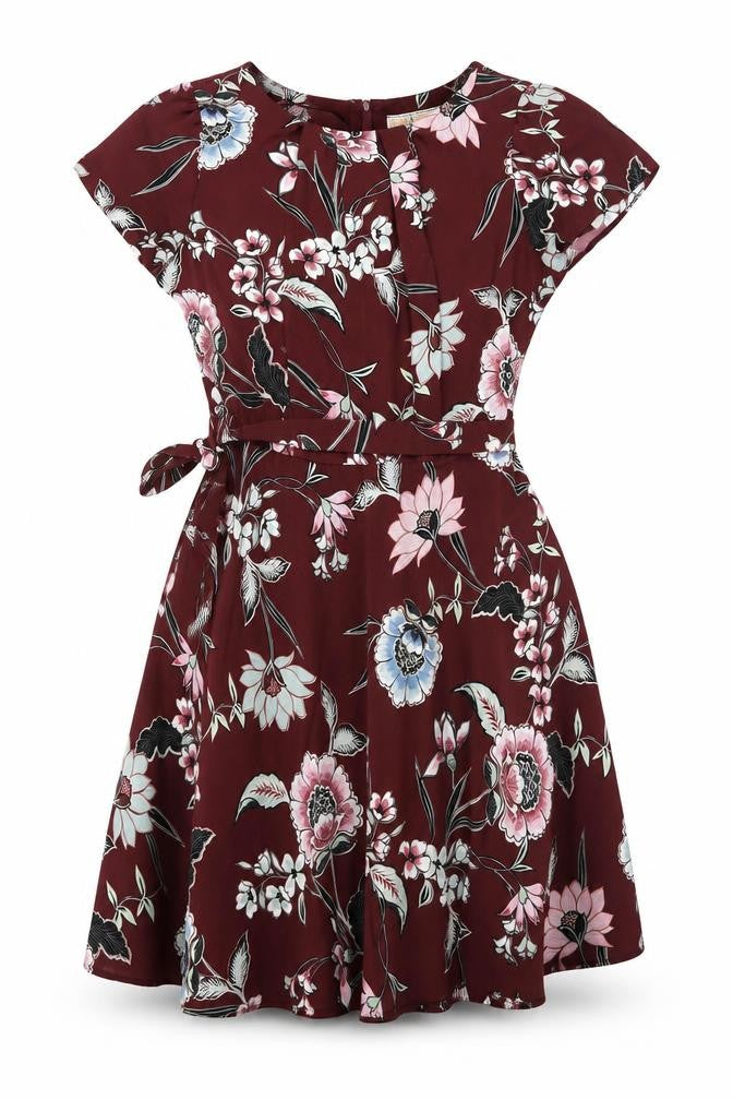 Billie & Blossom Petite Women's Red Floral Fit & Flare Dress UK 12