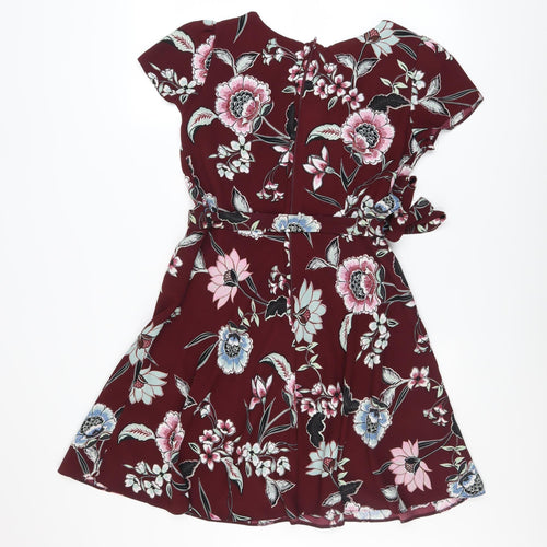 Billie & Blossom Petite Women's Red Floral Fit & Flare Dress UK 12