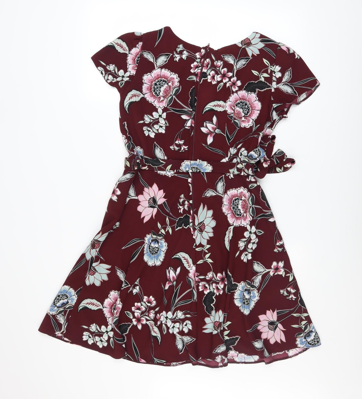 Billie & Blossom Petite Women's Red Floral Fit & Flare Dress UK 12