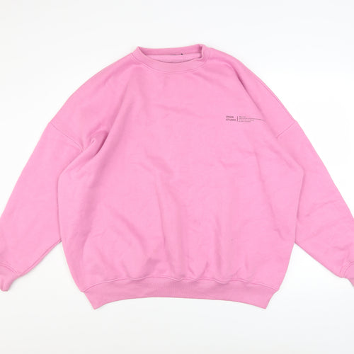 boohoo Men’s Pink Pullover Sweatshirt Size S Crew Neck Cotton Blend