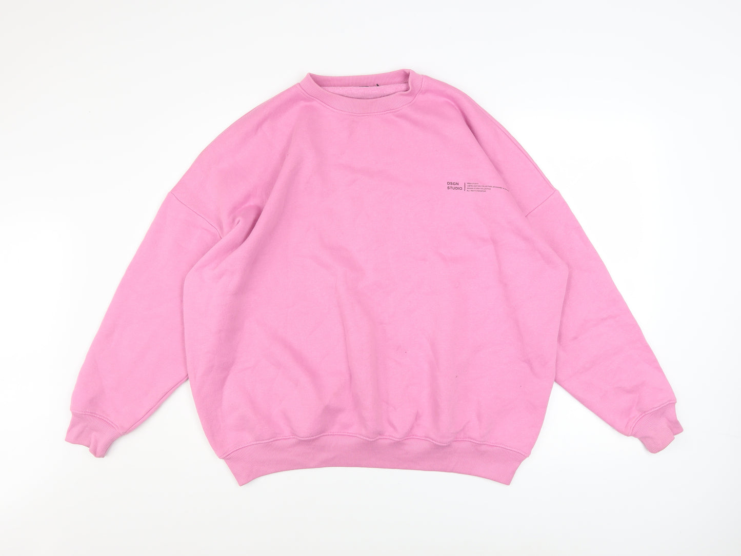 boohoo Men’s Pink Pullover Sweatshirt Size S Crew Neck Cotton Blend