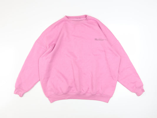 boohoo Men’s Pink Pullover Sweatshirt Size S Crew Neck Cotton Blend