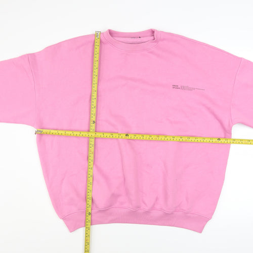 boohoo Men’s Pink Pullover Sweatshirt Size S Crew Neck Cotton Blend