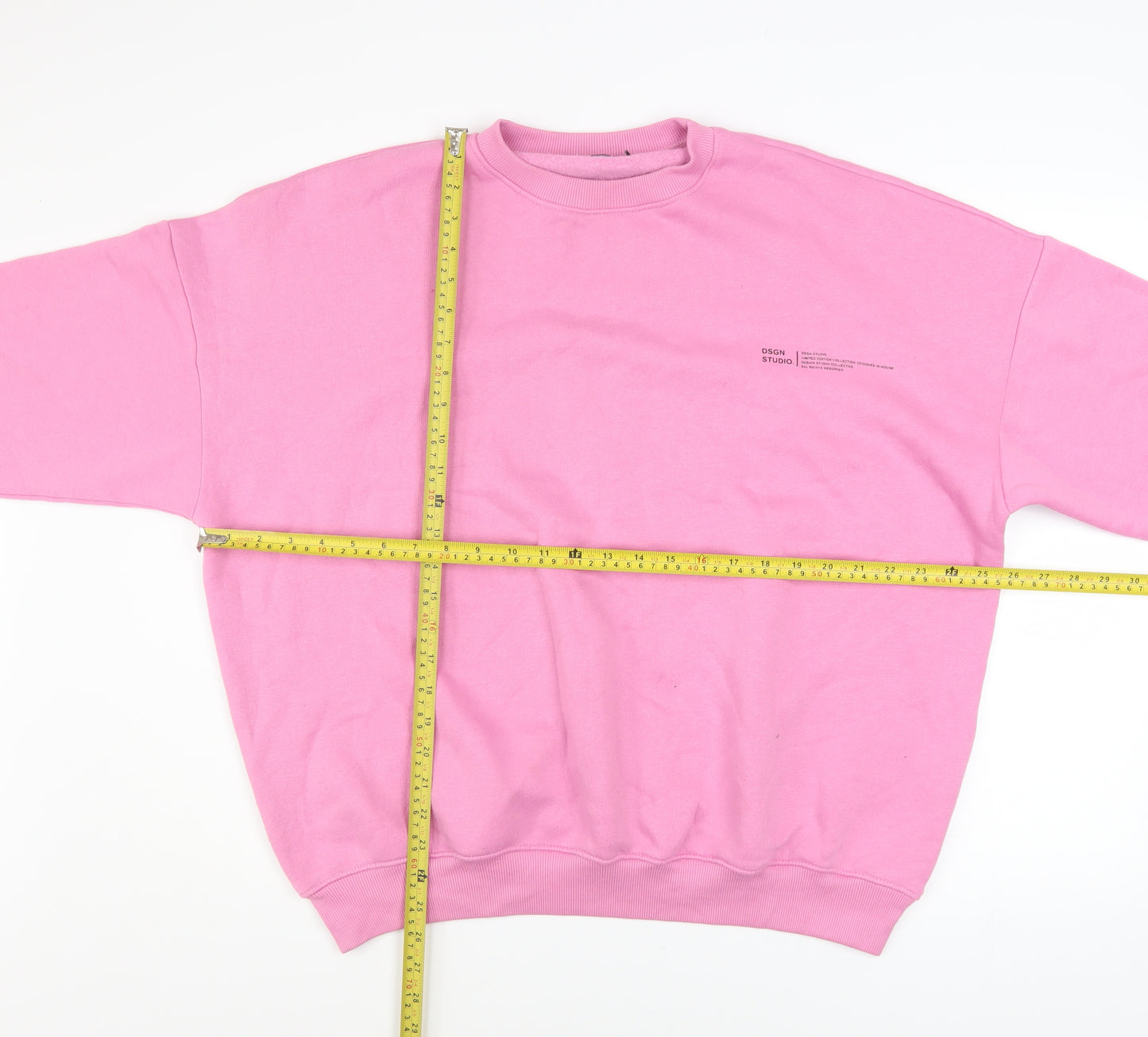 boohoo Men’s Pink Pullover Sweatshirt Size S Crew Neck Cotton Blend