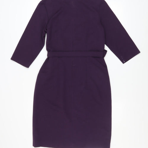 Luke Lovely Women's Purple Sheath Belted Knee Length Dress Size 8