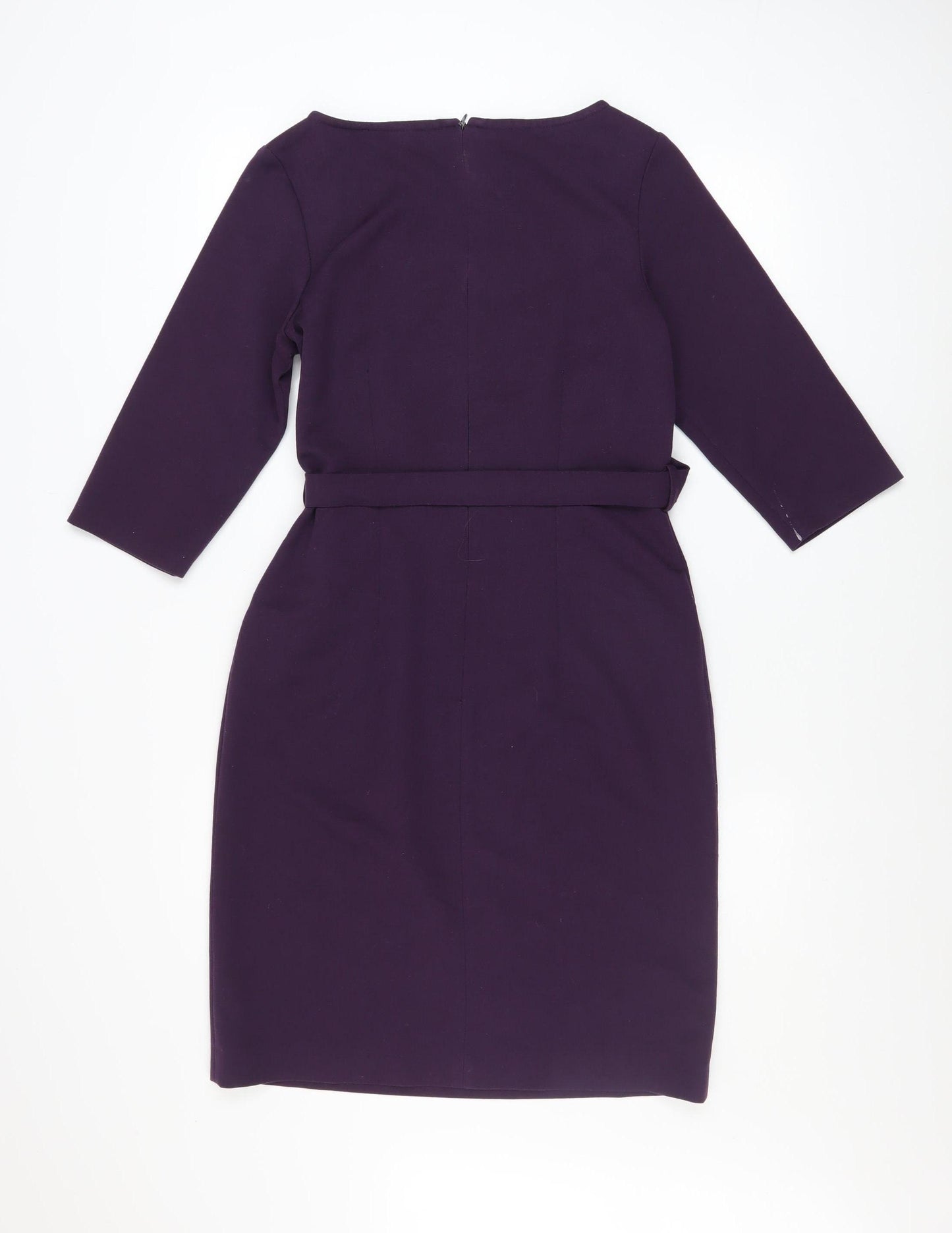 Luke Lovely Women's Purple Sheath Belted Knee Length Dress Size 8