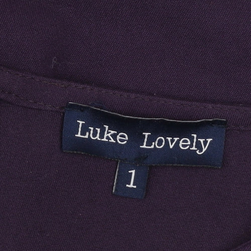 Luke Lovely Women's Purple Sheath Belted Knee Length Dress Size 8