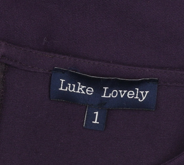Luke Lovely Women's Purple Sheath Belted Knee Length Dress Size 8