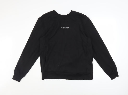 Calvin Klein Men's Black Crew Neck Cotton Sweatshirt Size M