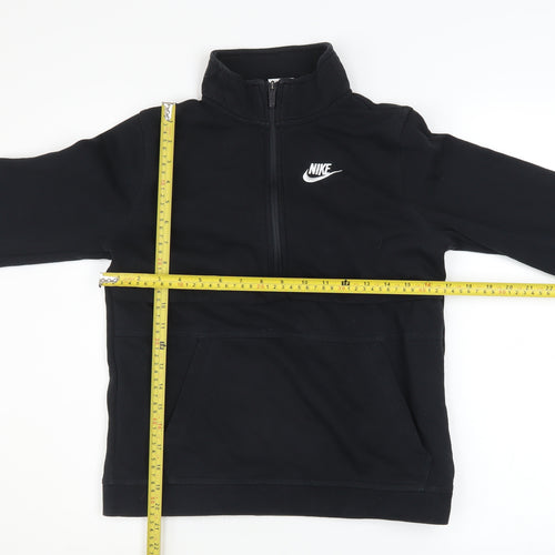 Nike Boys Black L 1/2 Zip Pullover Sweatshirt Cotton Blend Logo Top