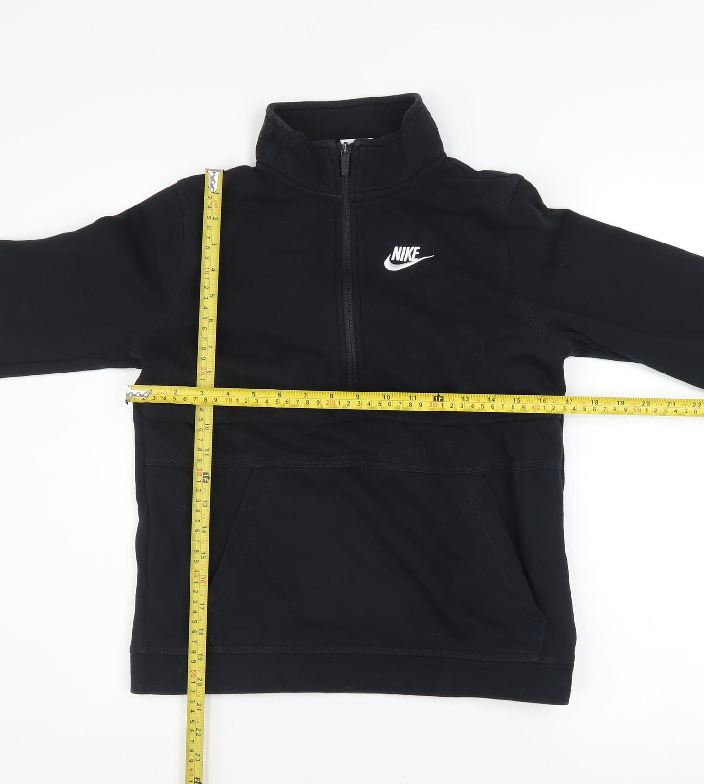 Nike Boys Black L 1/2 Zip Pullover Sweatshirt Cotton Blend Logo Top