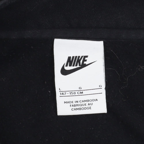 Nike Boys Black L 1/2 Zip Pullover Sweatshirt Cotton Blend Logo Top