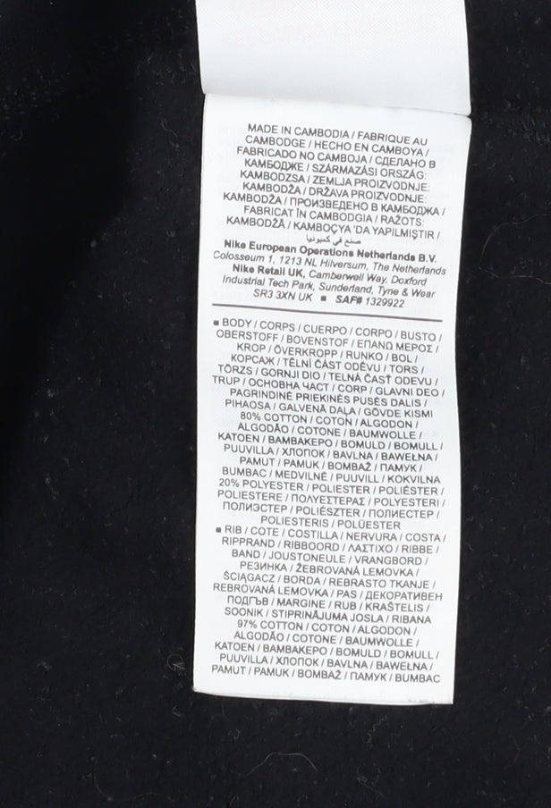 Nike Boys Black L 1/2 Zip Pullover Sweatshirt Cotton Blend Logo Top