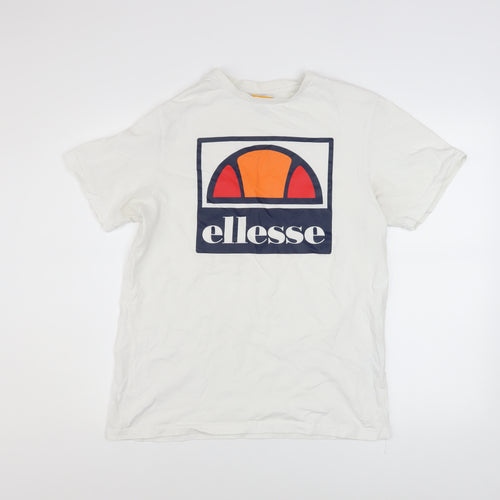 Ellesse Men's White Medium Graphic Logo Cotton T-Shirt