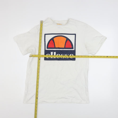 Ellesse Men's White Medium Graphic Logo Cotton T-Shirt