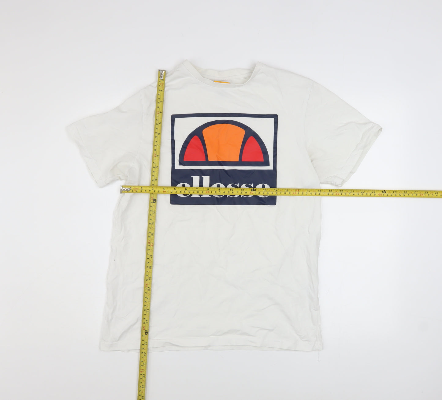 Ellesse Men's White Medium Graphic Logo Cotton T-Shirt