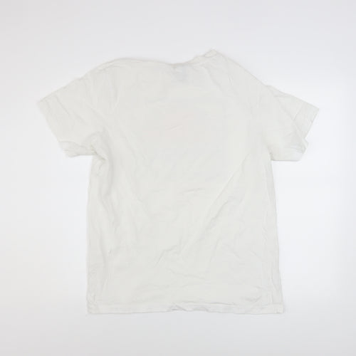 Ellesse Men's White Medium Graphic Logo Cotton T-Shirt