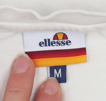 Ellesse Men's White Medium Graphic Logo Cotton T-Shirt