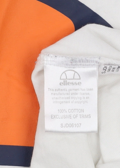 Ellesse Men's White Medium Graphic Logo Cotton T-Shirt