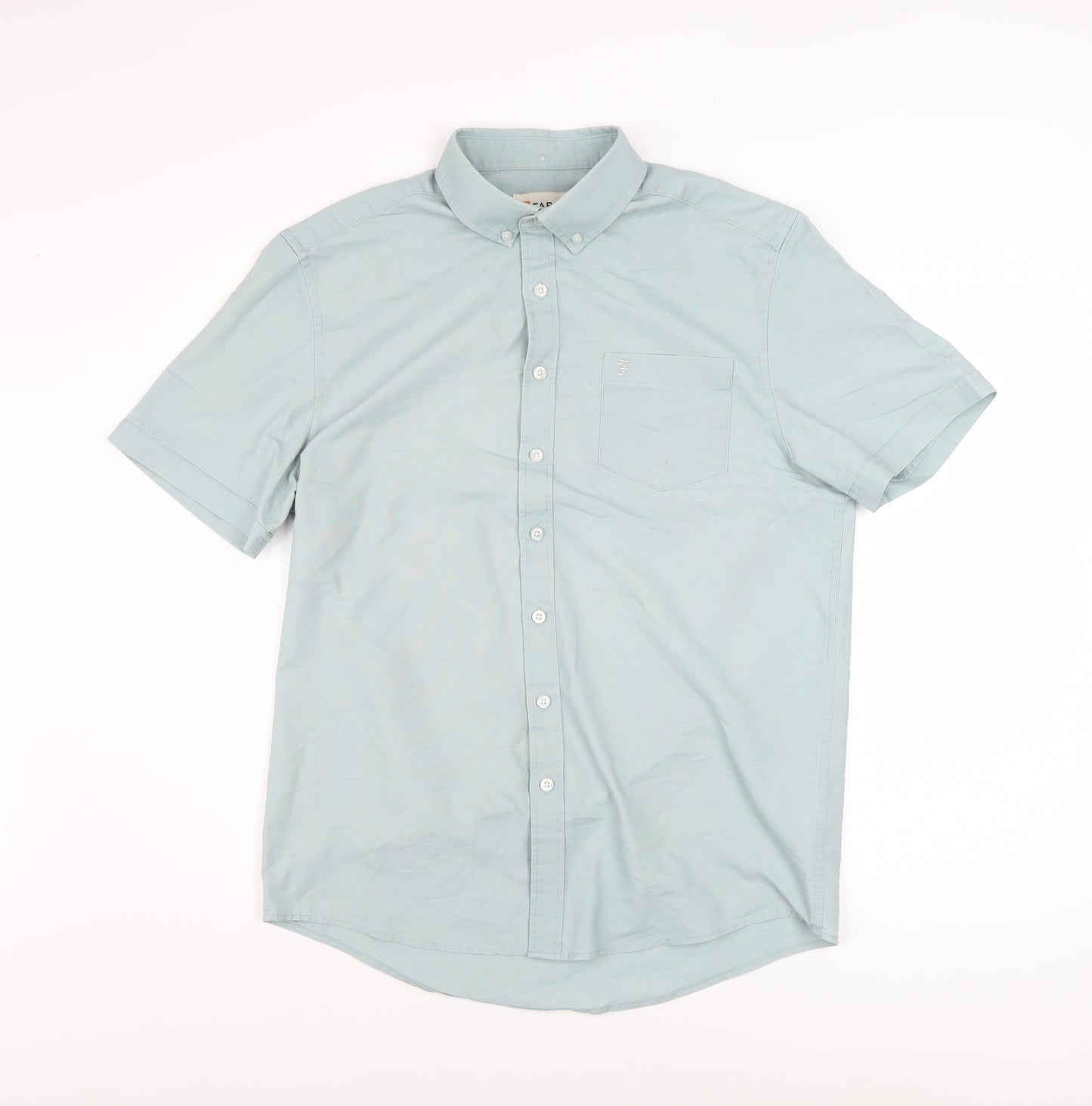 Farah Men's Green Slim Fit Short Sleeve Button-Up Shirt M