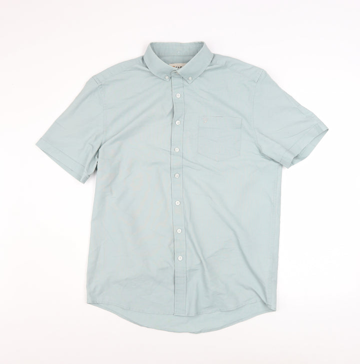 Farah Men's Green Slim Fit Short Sleeve Button-Up Shirt M