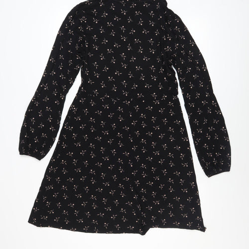Next Women's Black Floral A-Line Knee Length Dress Size 10